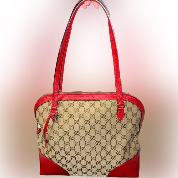 RARE Red Gucci Logo Monogram tote bag - Picture 1 of 10